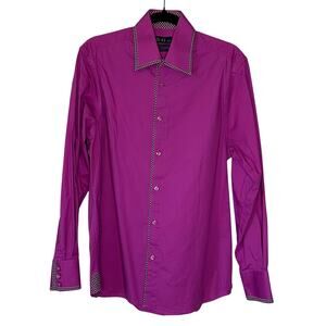 Brio 1818 Men’s Contemporary Fit Stretch Button Up Shirt Cotton Blend Pink | M